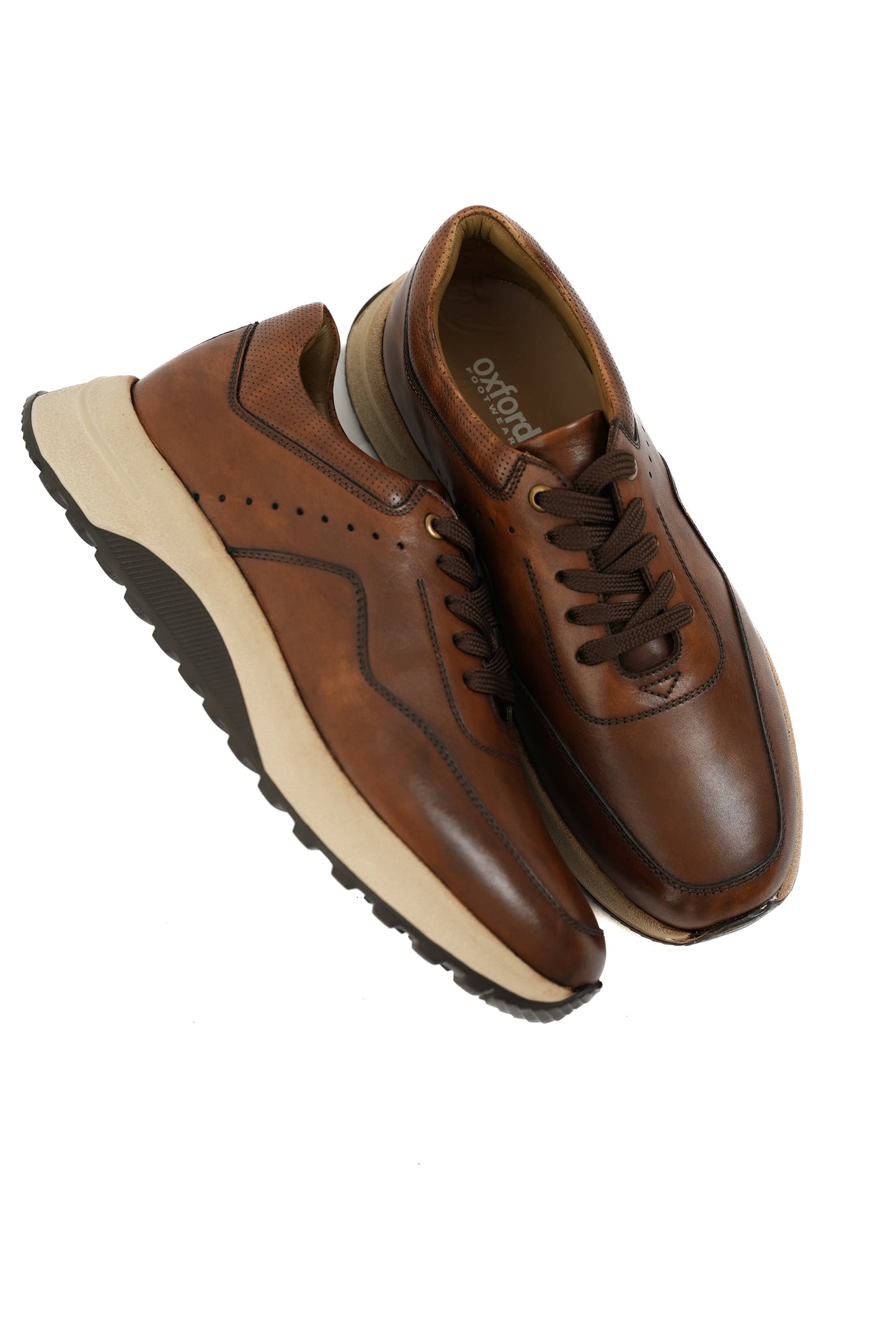 Spot Leather Sneakers Camel