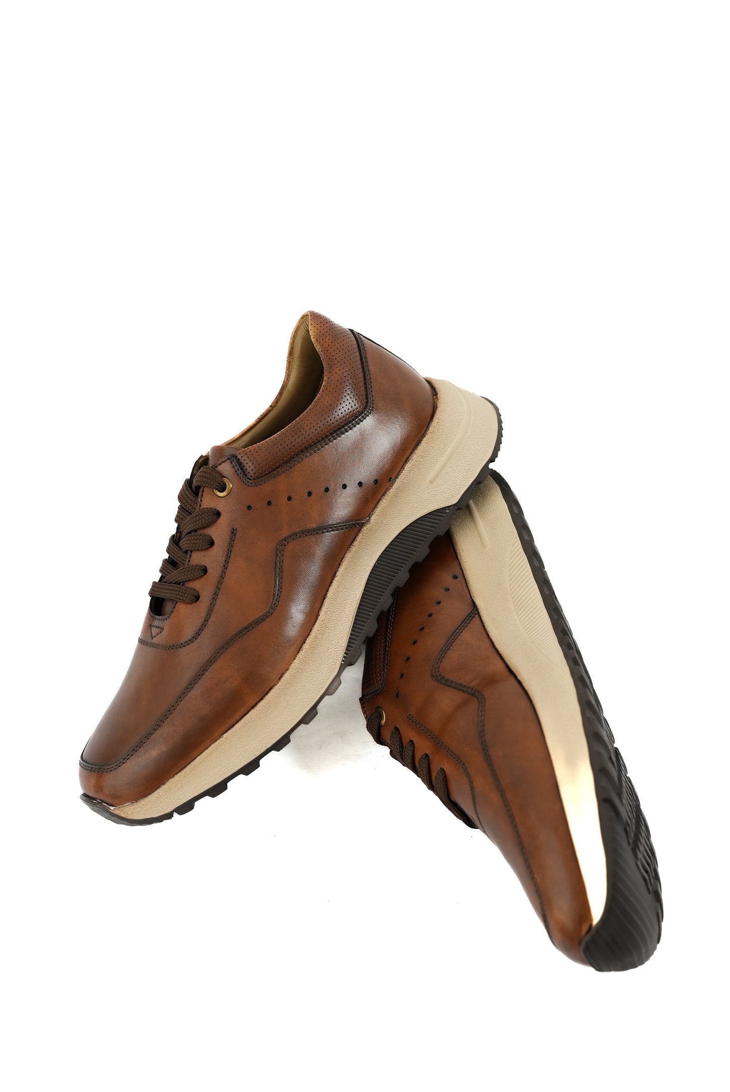 Spot Leather Sneakers Camel