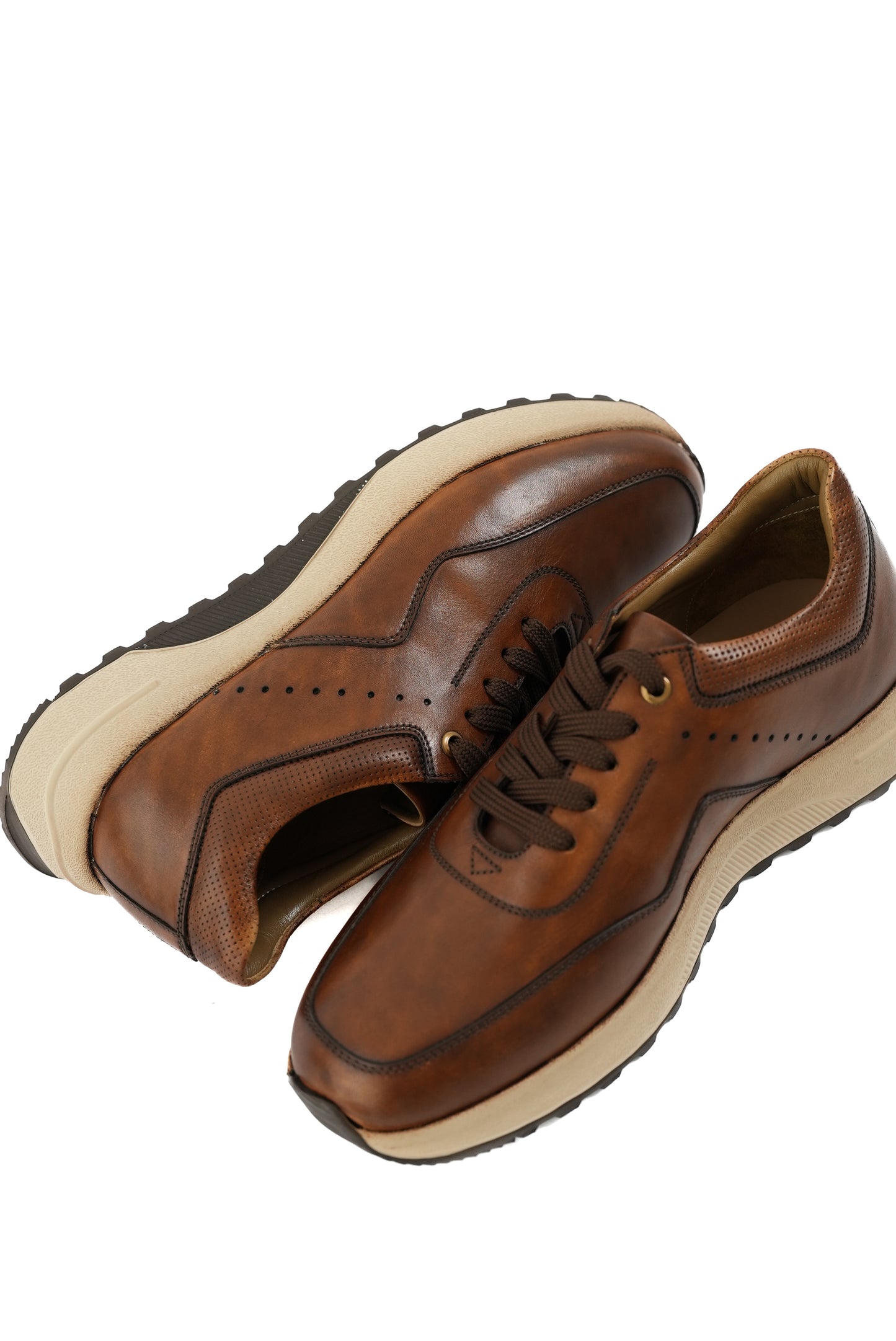 Spot Leather Sneakers Camel