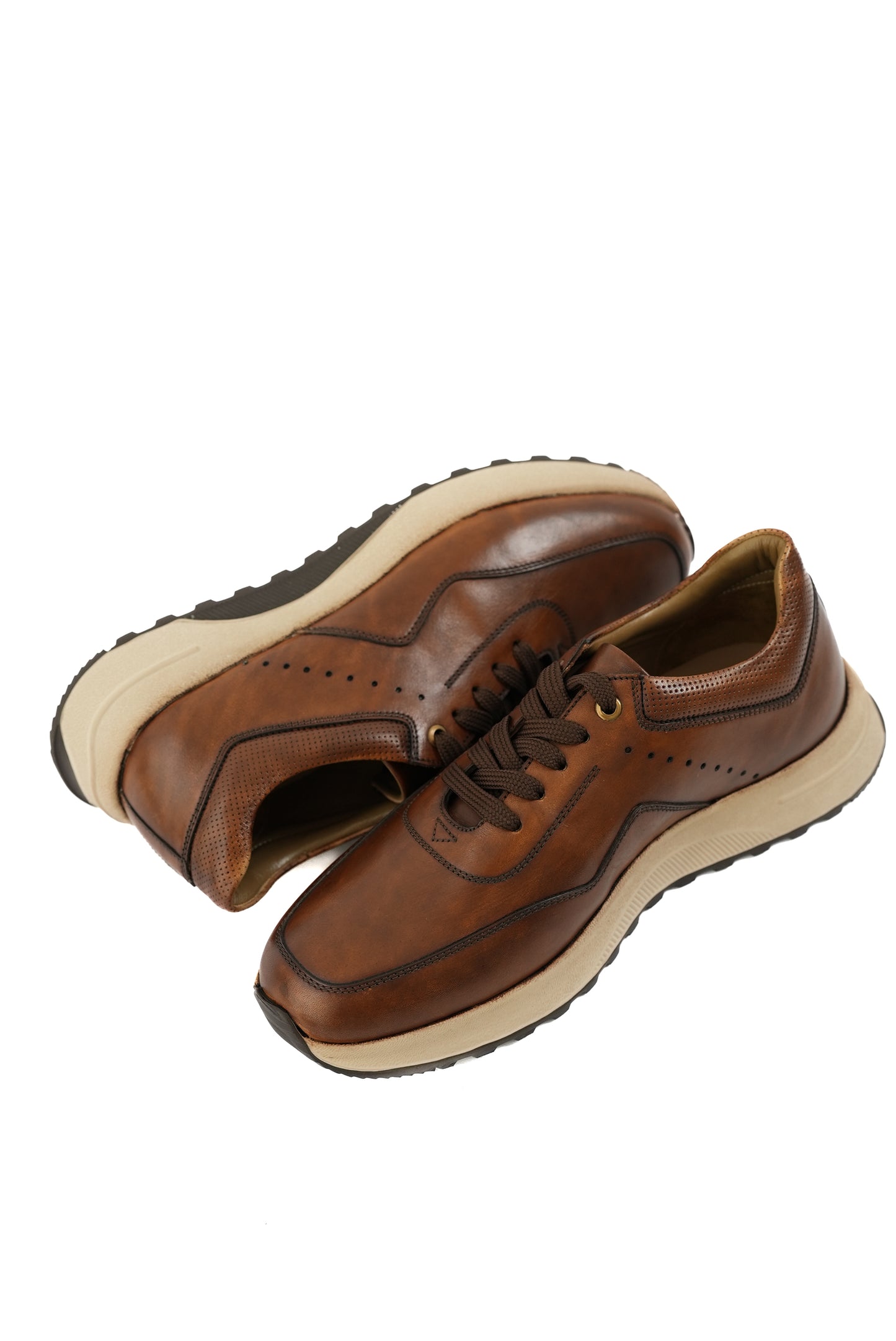 Spot Leather Sneakers Camel