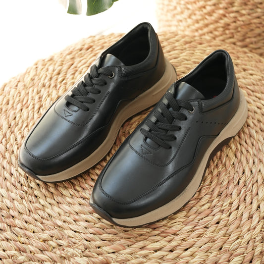 Spot Leather Sneakers Black