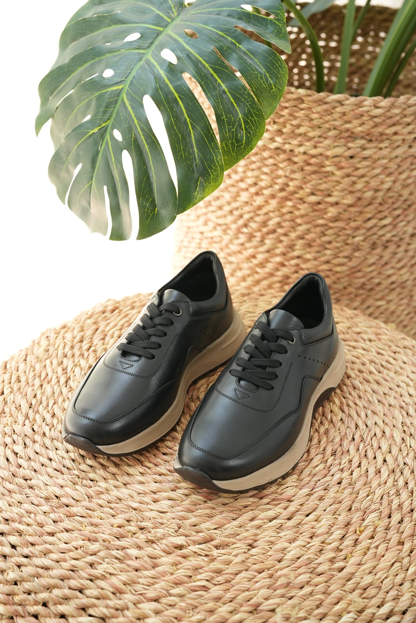 Spot Leather Sneakers Black