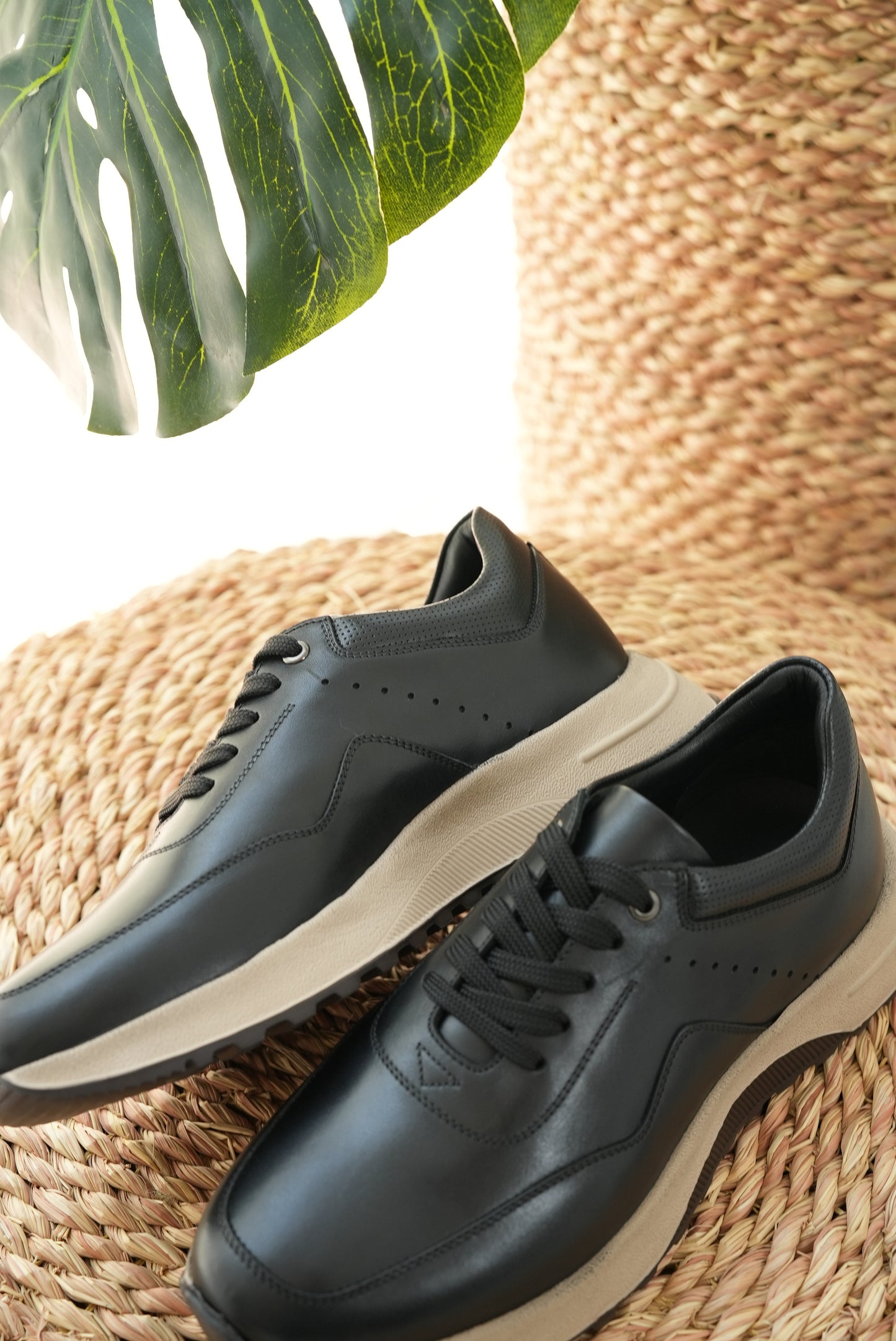 Spot Leather Sneakers Black