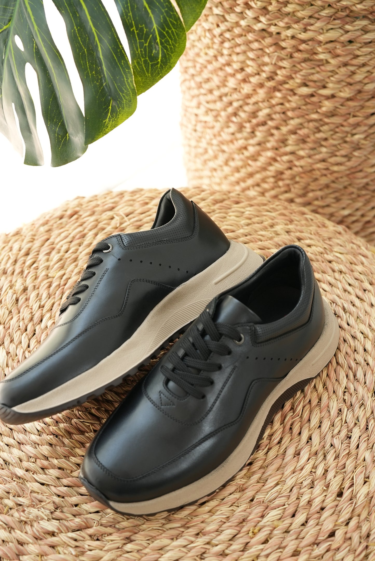 Spot Leather Sneakers Black